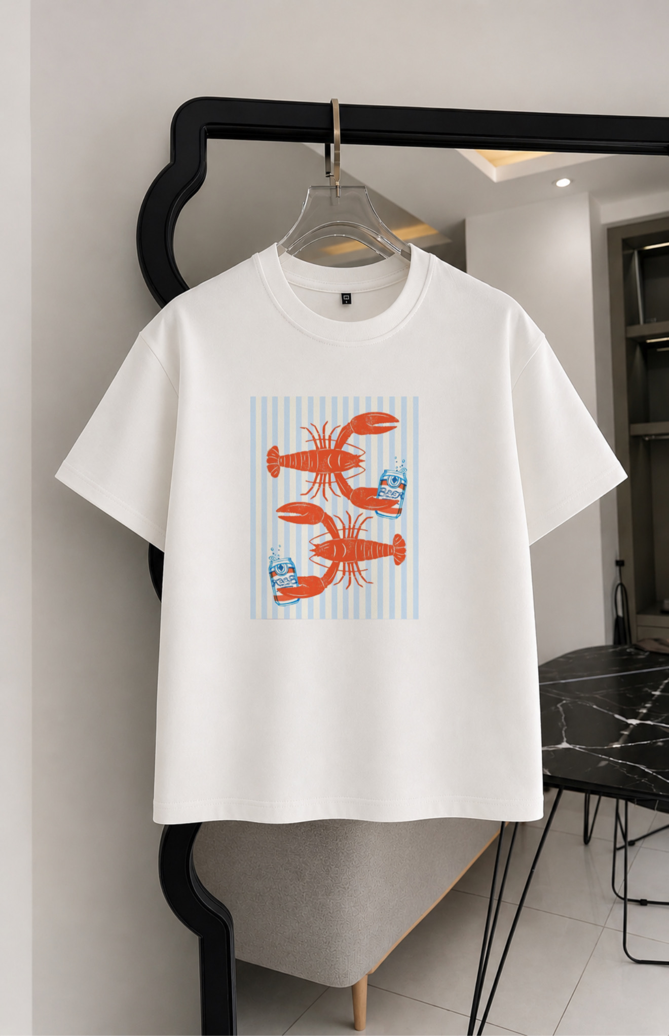 تیشرت طرح دریایی چاپی دو نخ پنبه سایز S تا 4XL