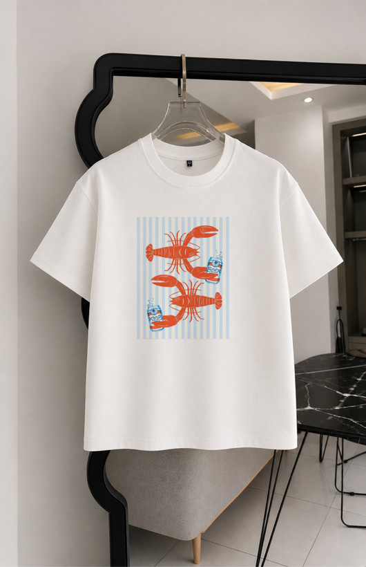تیشرت طرح دریایی چاپی دو نخ پنبه سایز S تا 4XL
