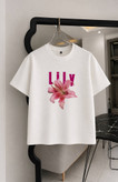 تیشرت گل LiLy سفید و مشکی دونخ پنبه سایز اسمال تا 4XL